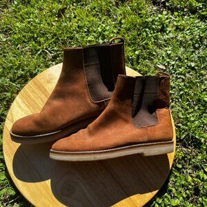 Ann Taylor brown suede pull on booties, Size 7